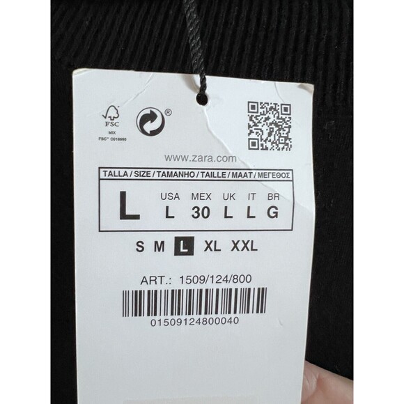 ZARA Black Mock Neck 1/2 Sleeve Ribbed Sweater Womens Size L - Picture 3 of 6